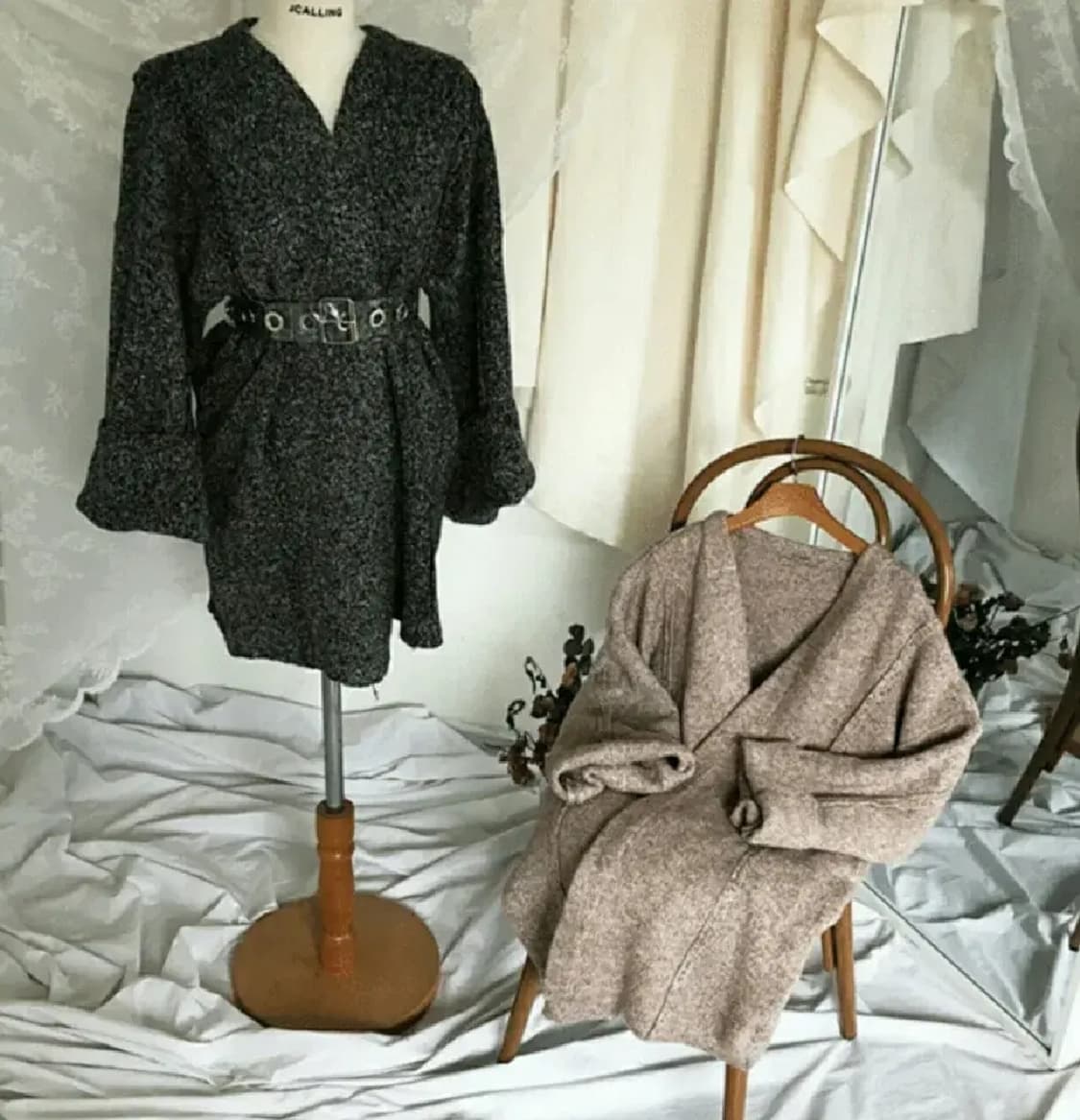 세련 보카시 니트 롱 가디건 베이지 브라운 가을 겨울 상품이미지2