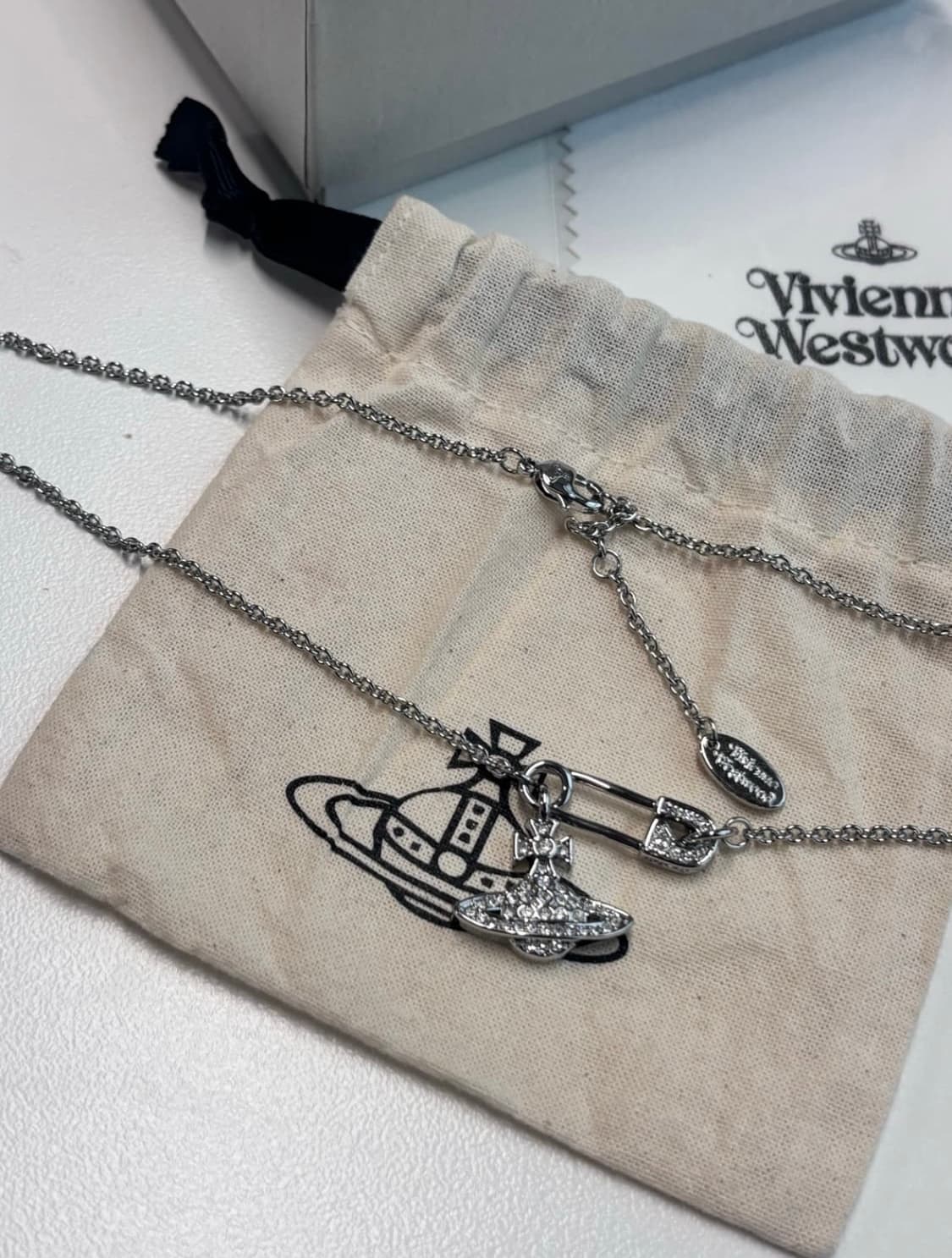 비비안웨스트우드 아카이브 큐빅 세이프티핀 orb 팬던트 목걸이 상품이미지1