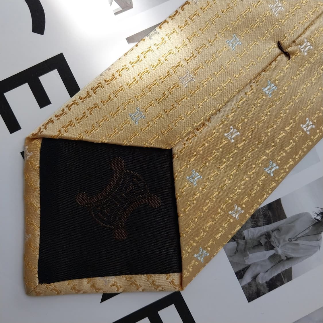 셀린느 레몬 트리오페 자카드 넥타이 9.2cm S~A+등급 K2539 상품이미지8