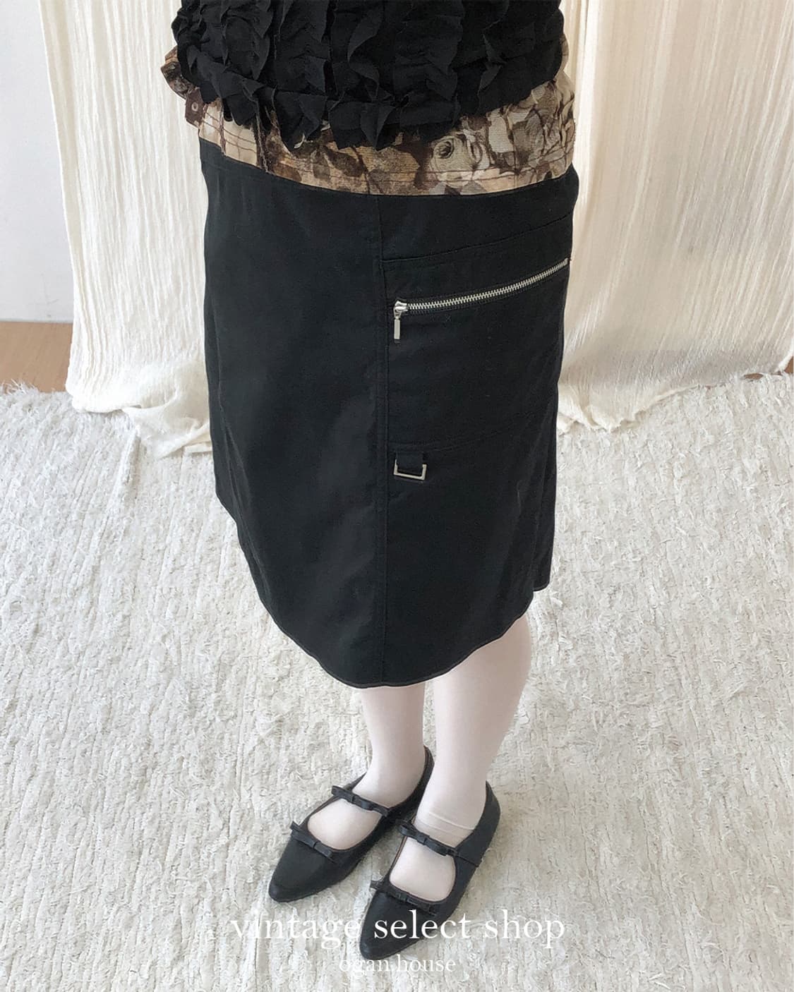 vintage zip detail midi skirt 상품이미지1