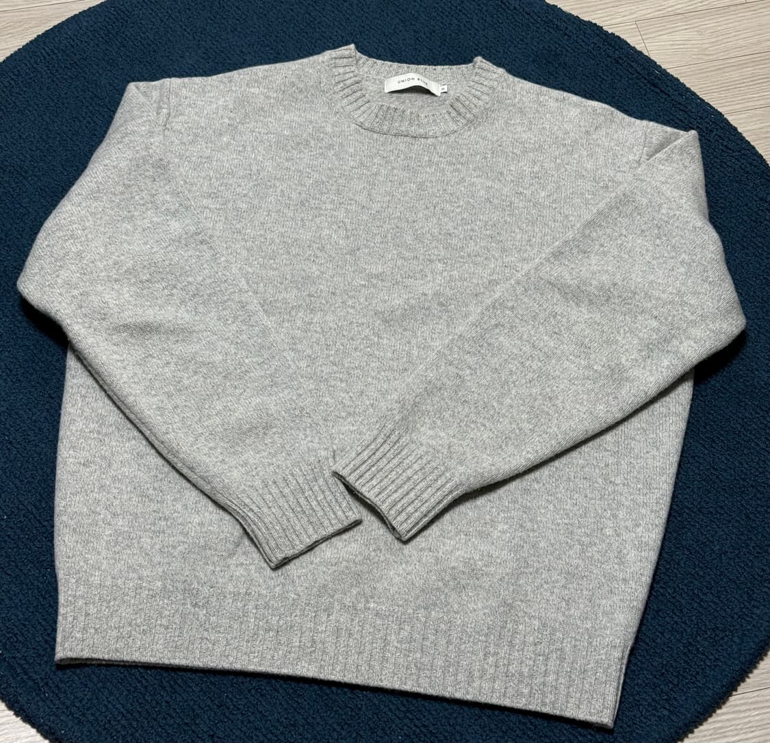 [XL] 캐시미어 울 크루넥 니트 멜란지 그레이 상품이미지2
