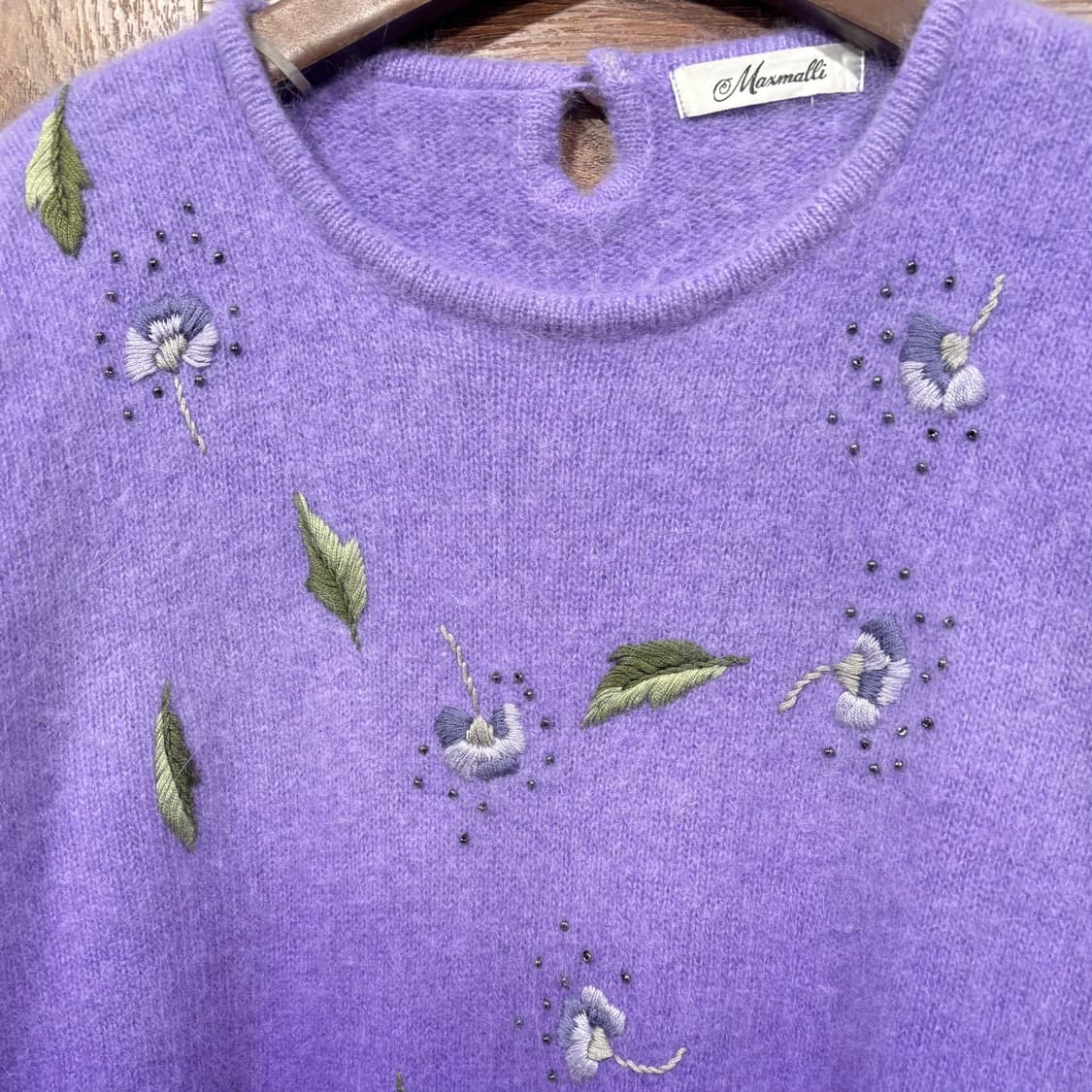 일본 빈티지 앙고라 그라데이션 자수 퍼프 니트 상품이미지6