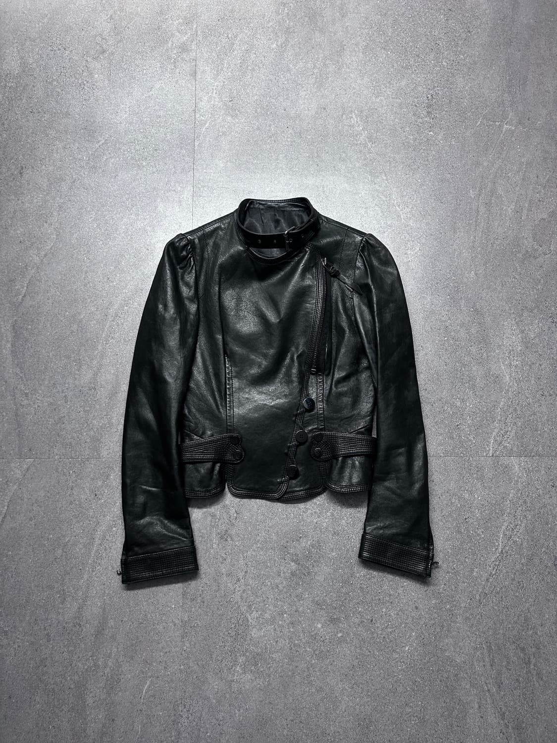 사선 지퍼 하이브리드 클로징 램스킨 자켓 상품이미지2