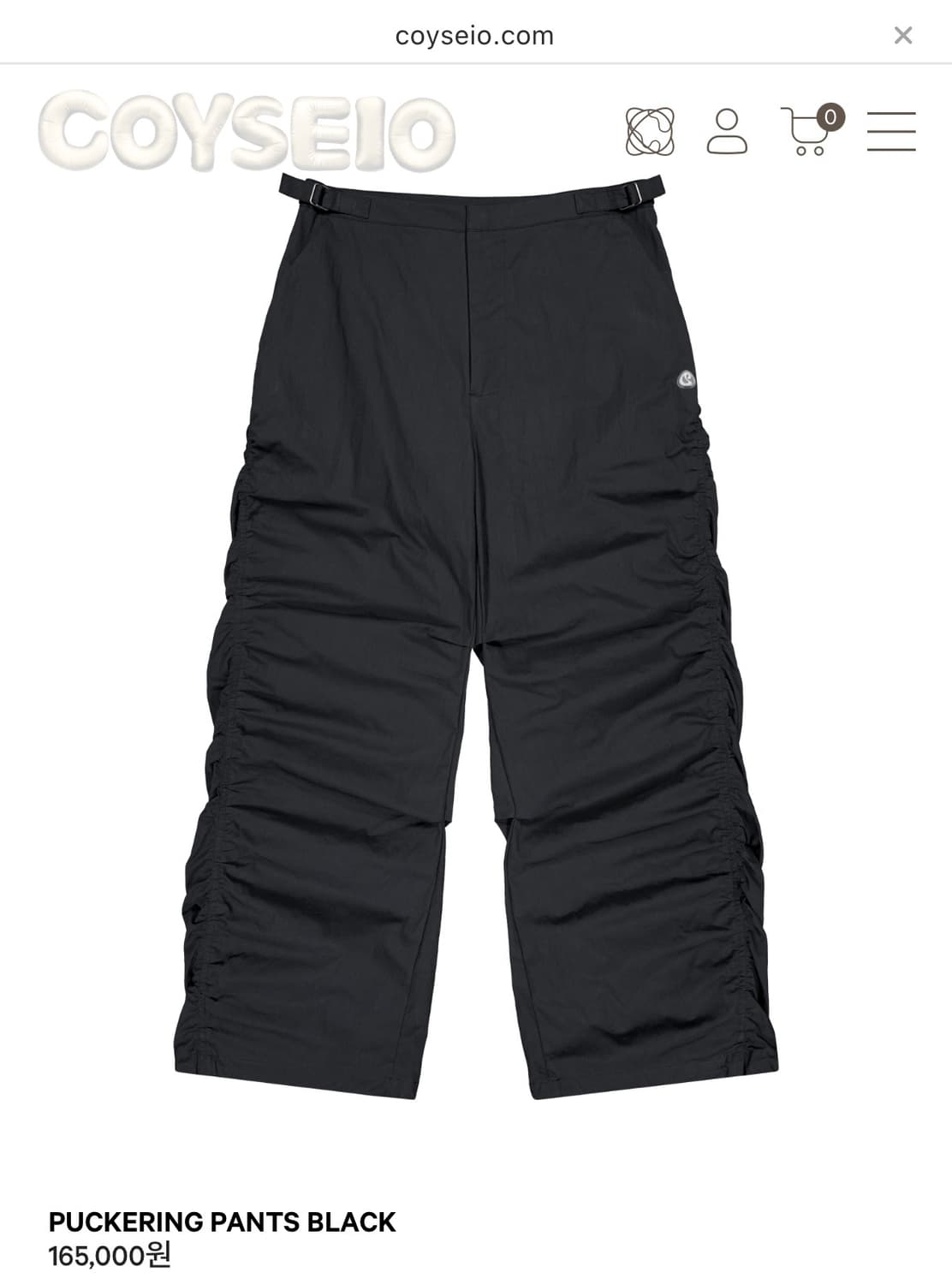 코이세이오 PUCKERING PANTS BLACK 상품이미지1