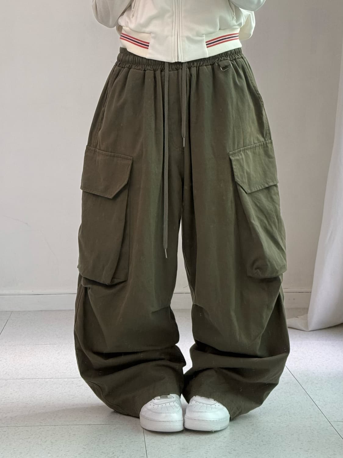 빈티지 와이드 카키 카고 팬츠 상품이미지1