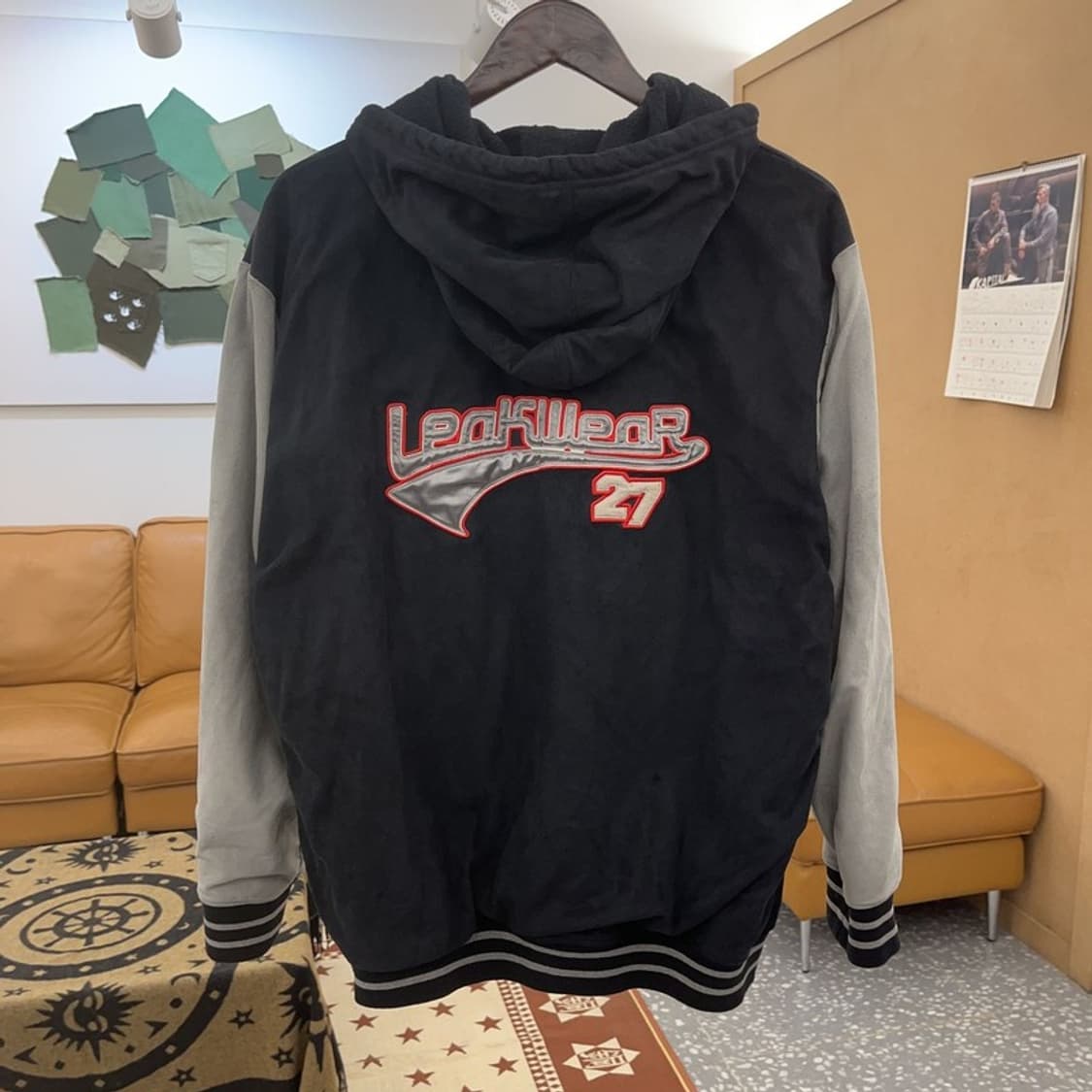 리크웨어 베스킷볼 키치 자수 패치워크 바시티자켓 L C08740 상품이미지4