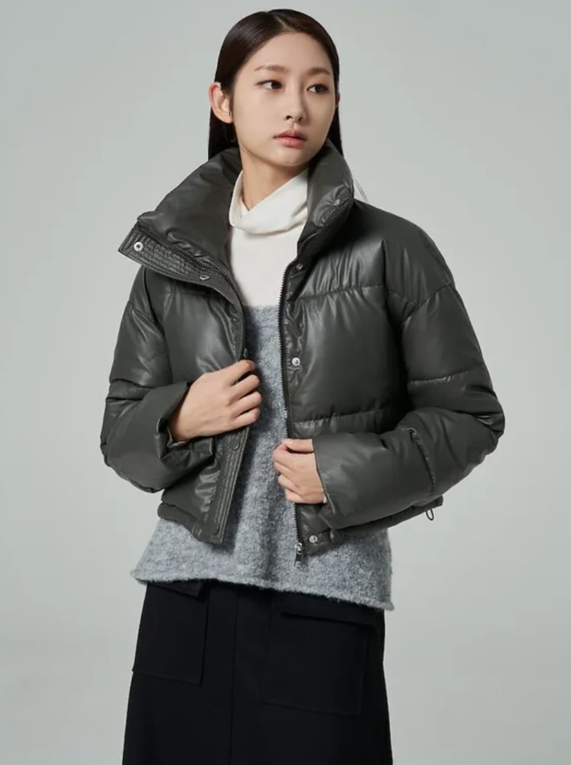 에잇세컨즈 숏 푸퍼 패딩 카키 (353X38MB2H) 상품이미지1