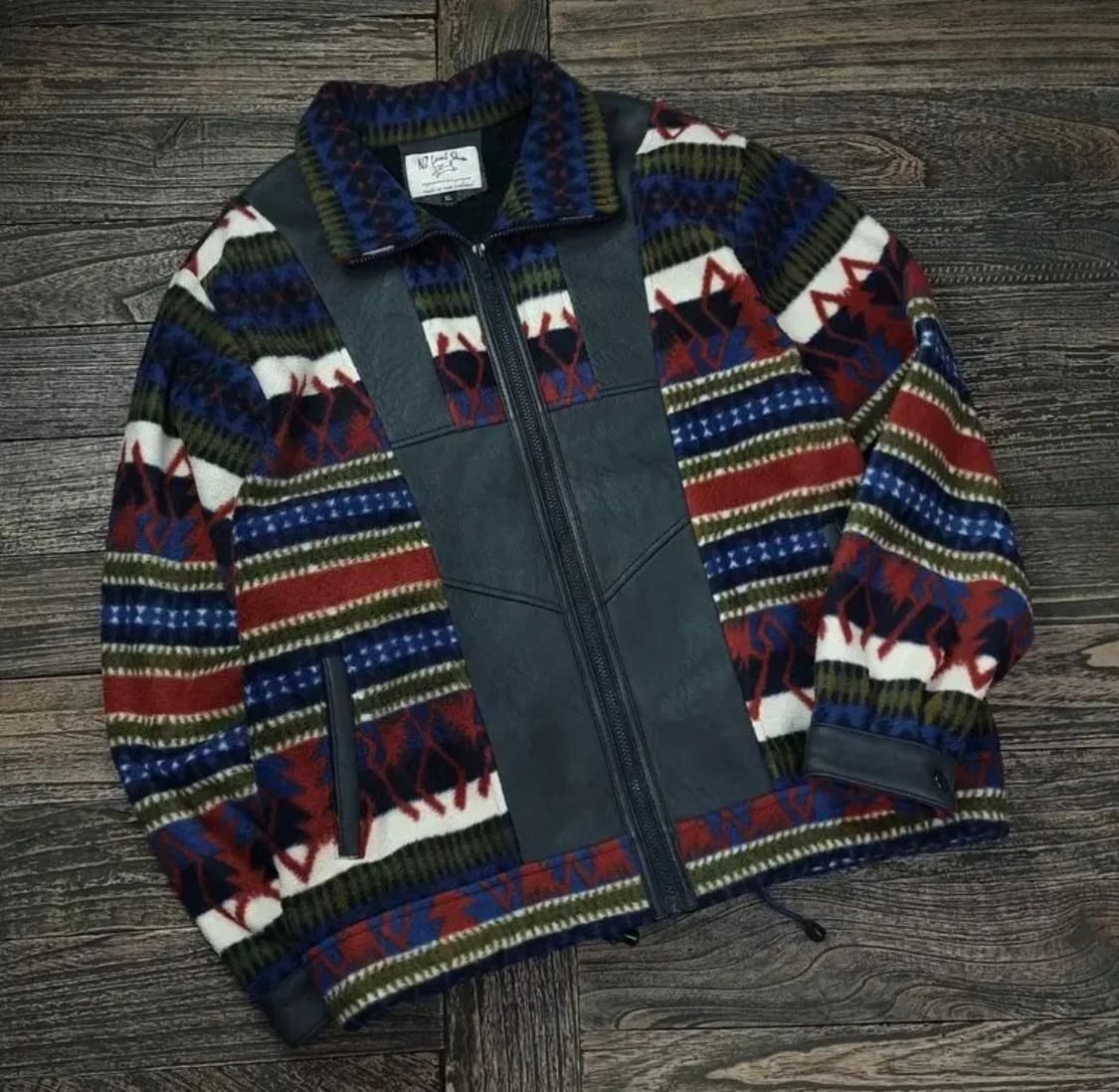 램스킨 양가죽 에스닉 패턴 플리스 쉐르파 자켓 상품이미지1