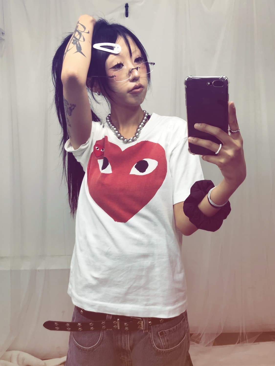 Comme Des Garcons Double Heart ! T-shirt 상품이미지5