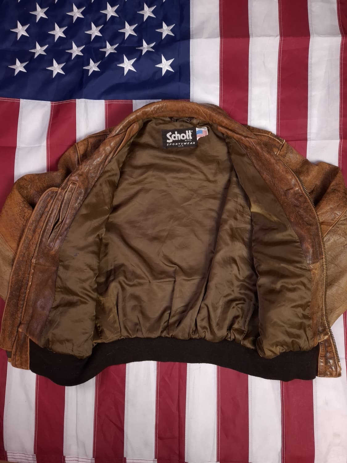 오리지날 미국제조 쇼트 리얼레더 항공점퍼 상품이미지6
