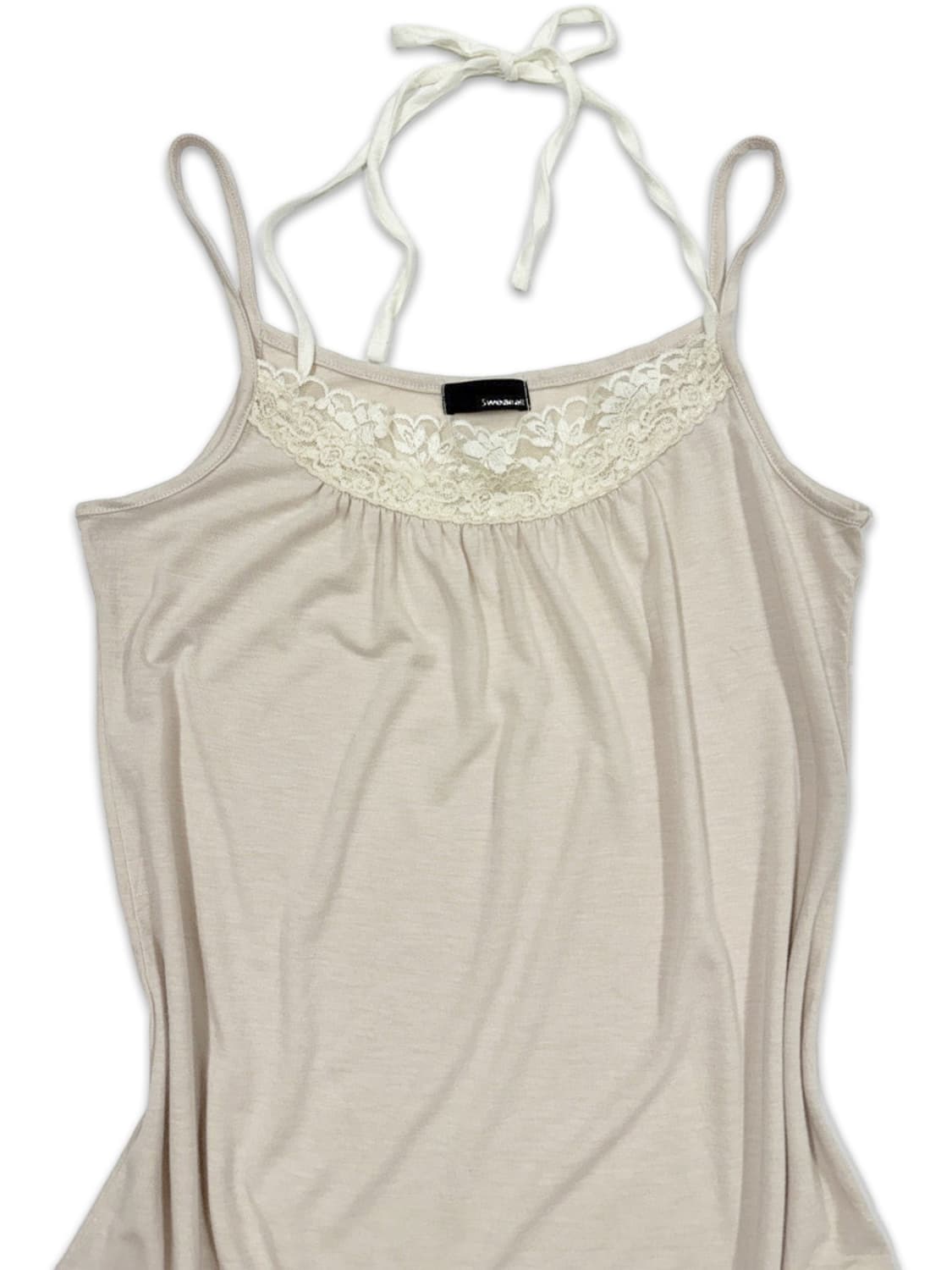 빈티지 베이지 리본 프릴 모리 슬리브리스 상품이미지3