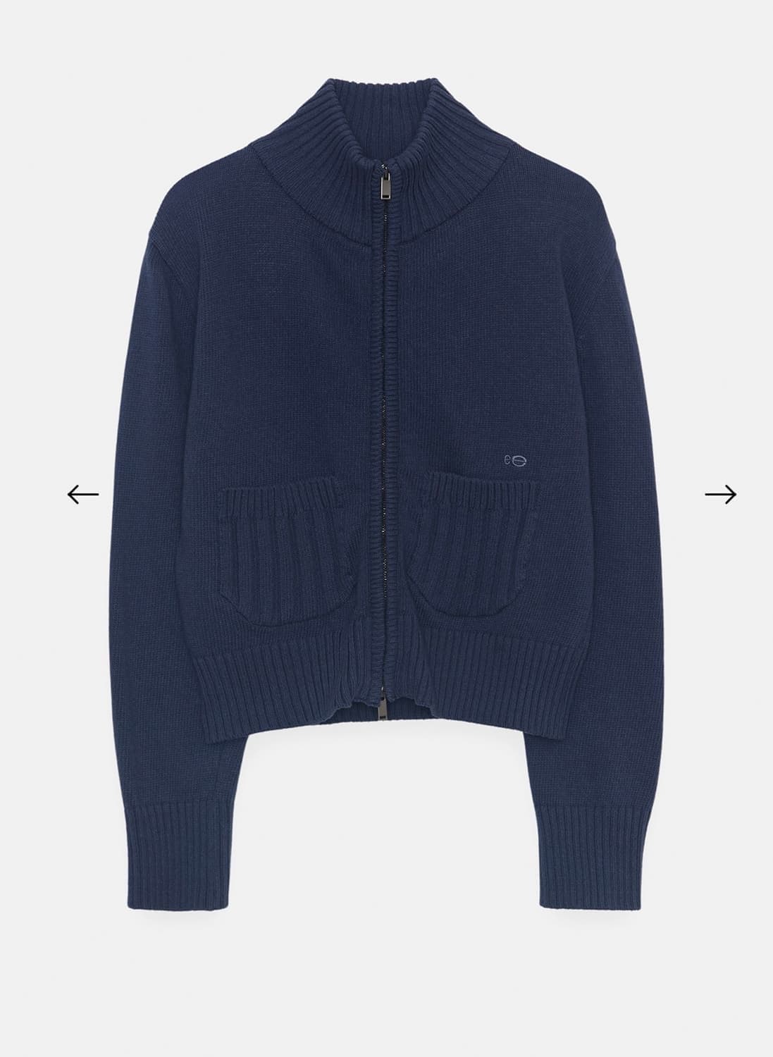 엔조블루스 코튼 하이넥 니트 집업 네이비  상품이미지2