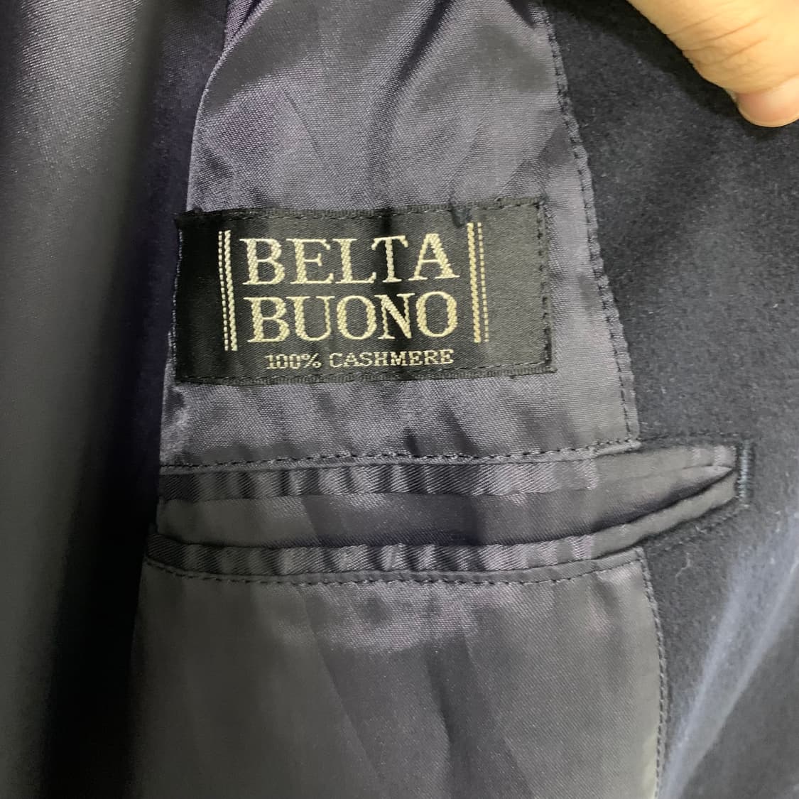 더블 버튼 롱 코트 캐시미어 블랙네이비 100 빈티지 남성코트 남녀공용 상품이미지4