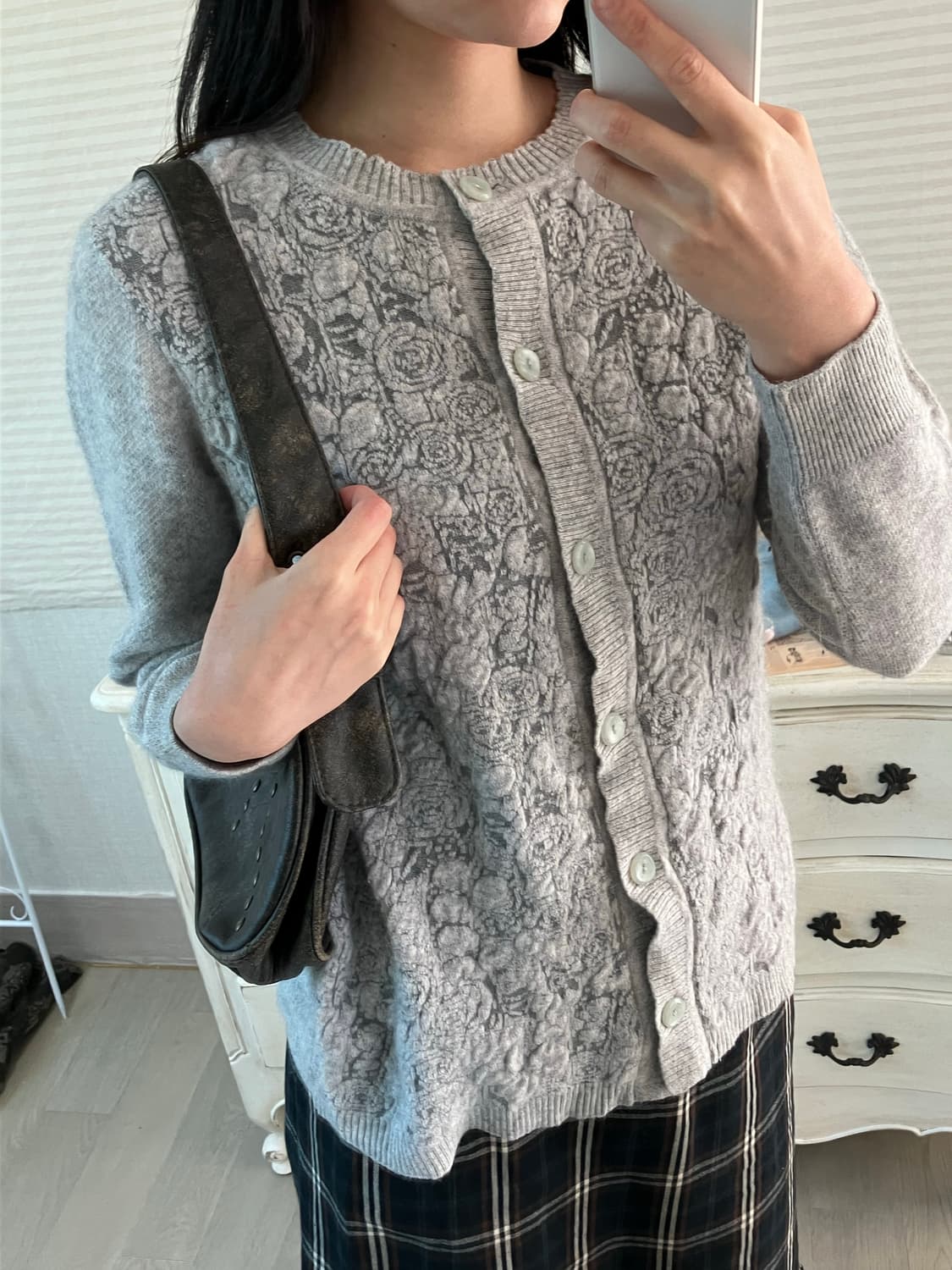 jpn vintage 멜란지 플라워 패턴 가디건 y2k 스트릿 갸루 펑키 상품이미지3