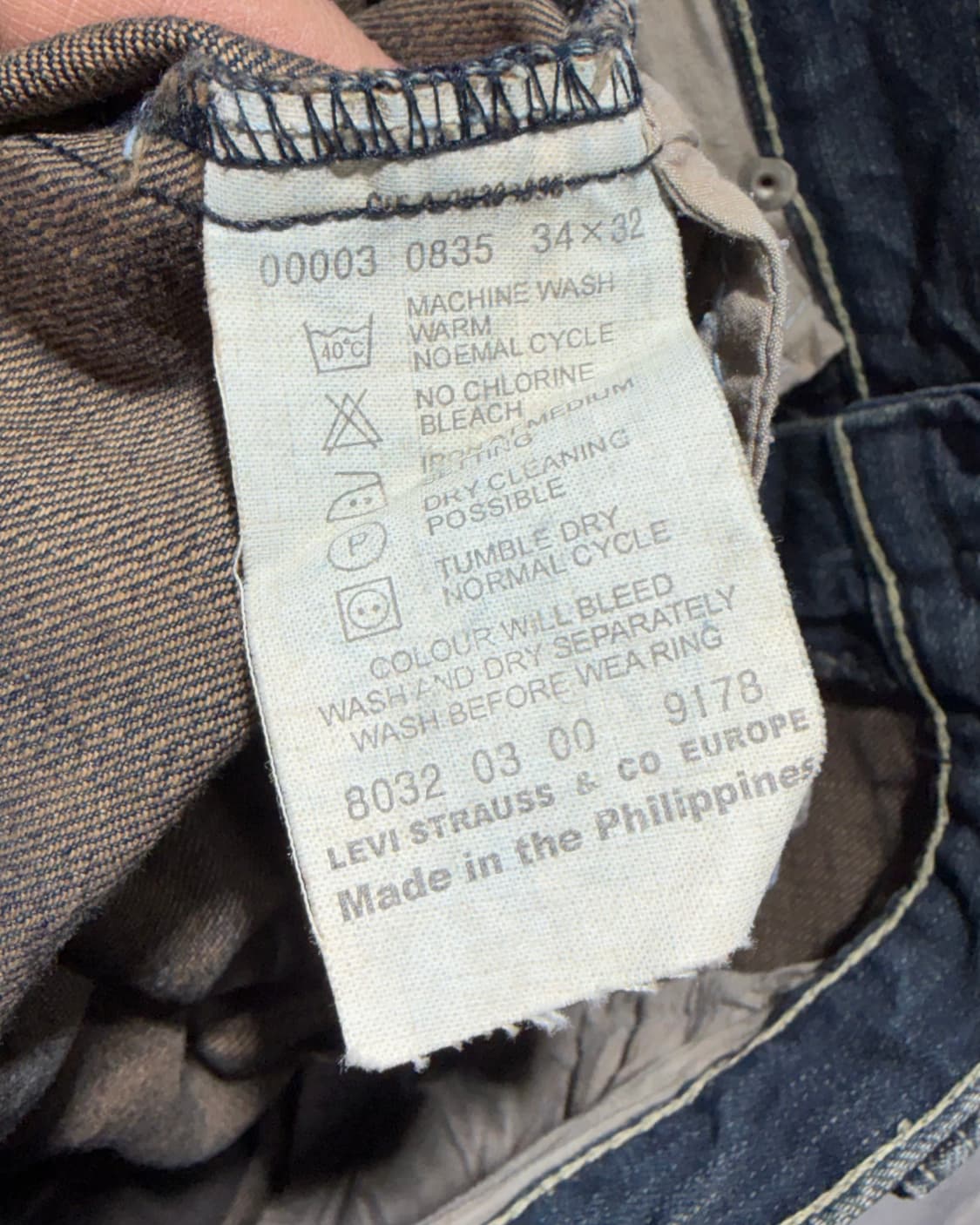 34in 리바이스 501 워싱 스트레이트 데님팬츠 상품이미지7