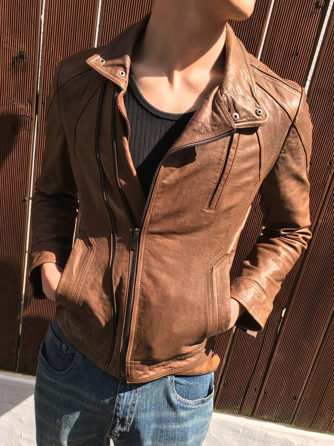 Brown leather jacket 상품이미지2