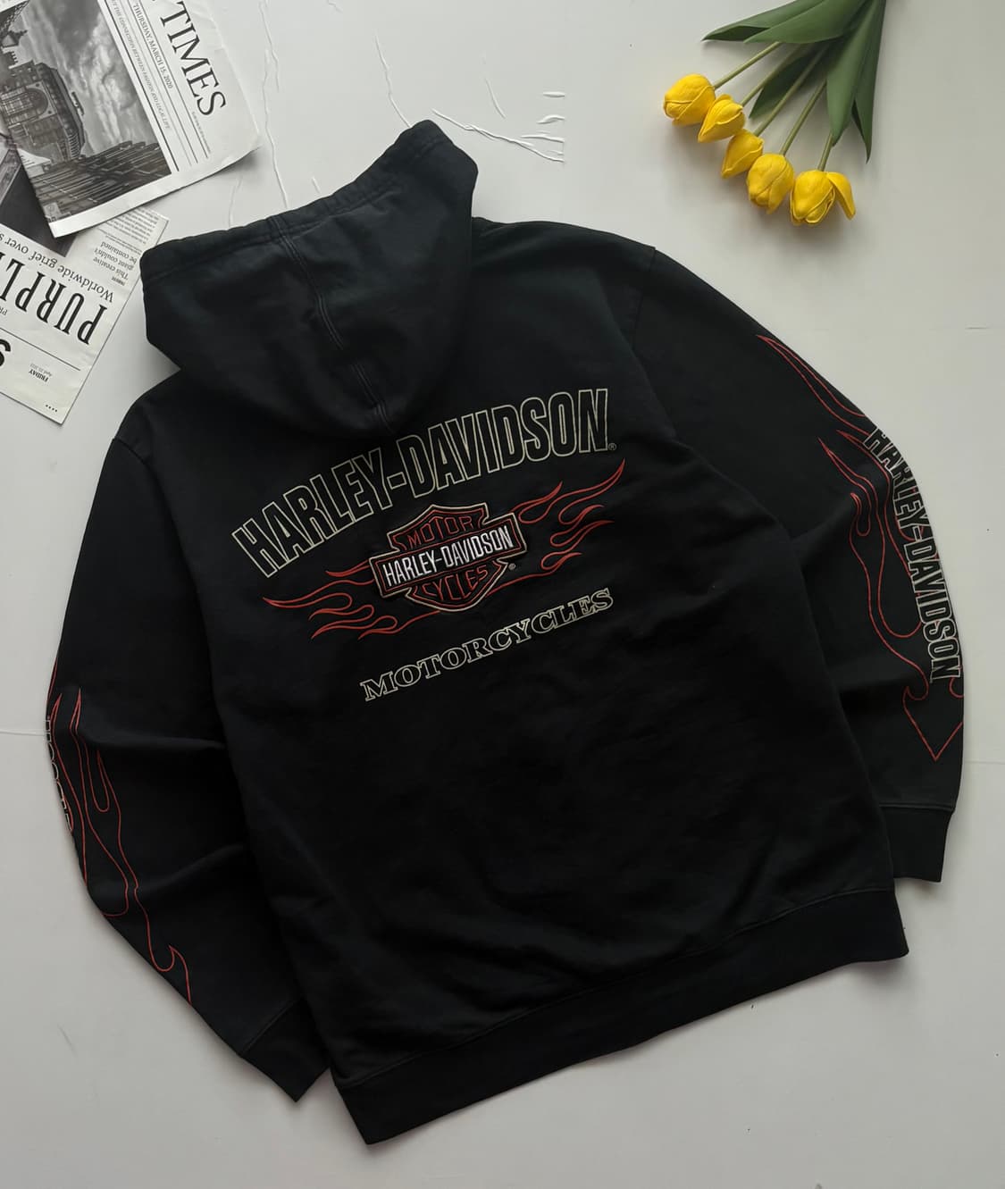 할리데이비슨 플레임 블랙 후드 집업 상품이미지3