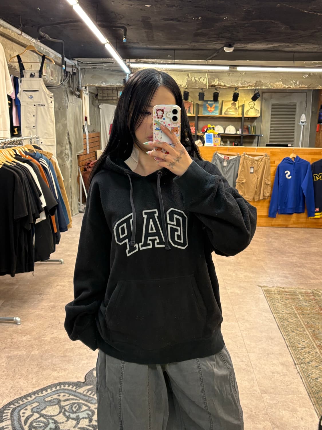Gap 갭 블랙 플리스 후드티 #csz4276 상품이미지1