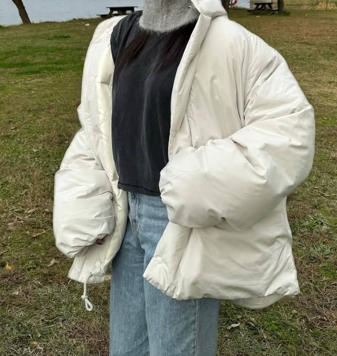 크림색 패딩 남녀공용 상품이미지2