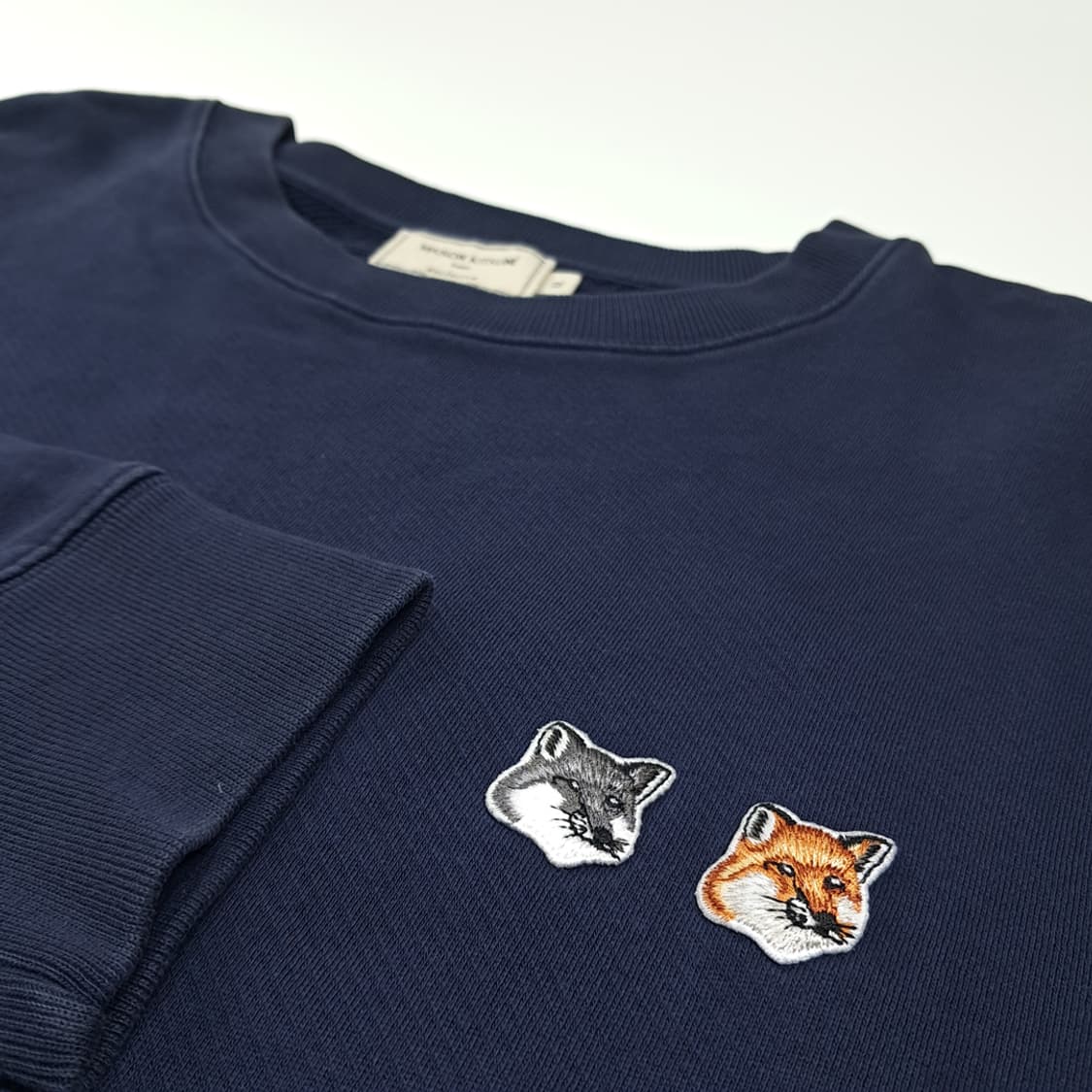 CL637 XL 메종키츠네 포르투갈판 더블폭스헤드 네이비 맨투맨 상품이미지4