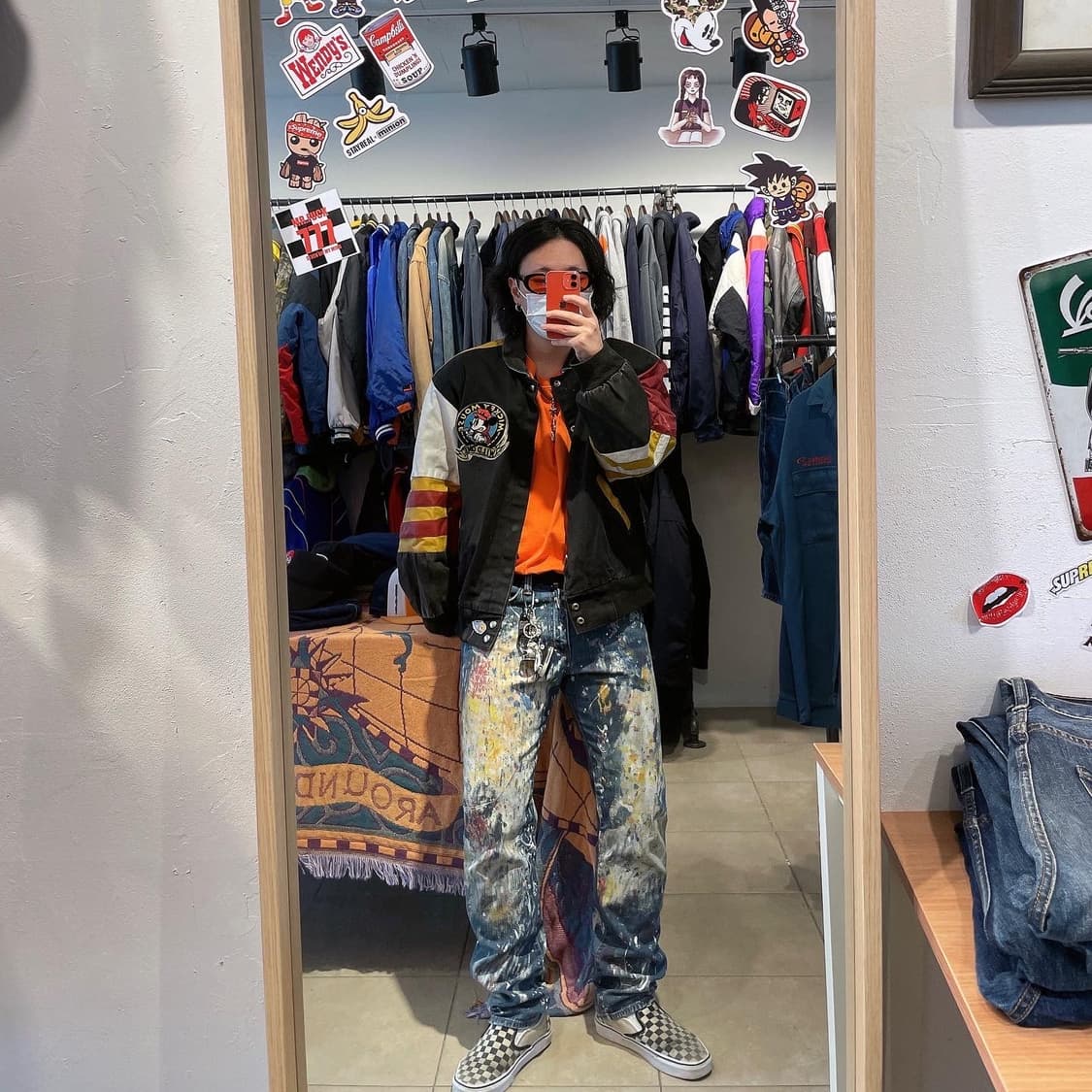 90s 제프해밀턴 미키마우스 바시티자켓 XL 상품이미지3