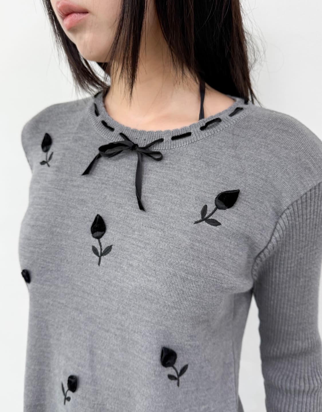 Vintage Rose frill wool knit top 상품이미지1