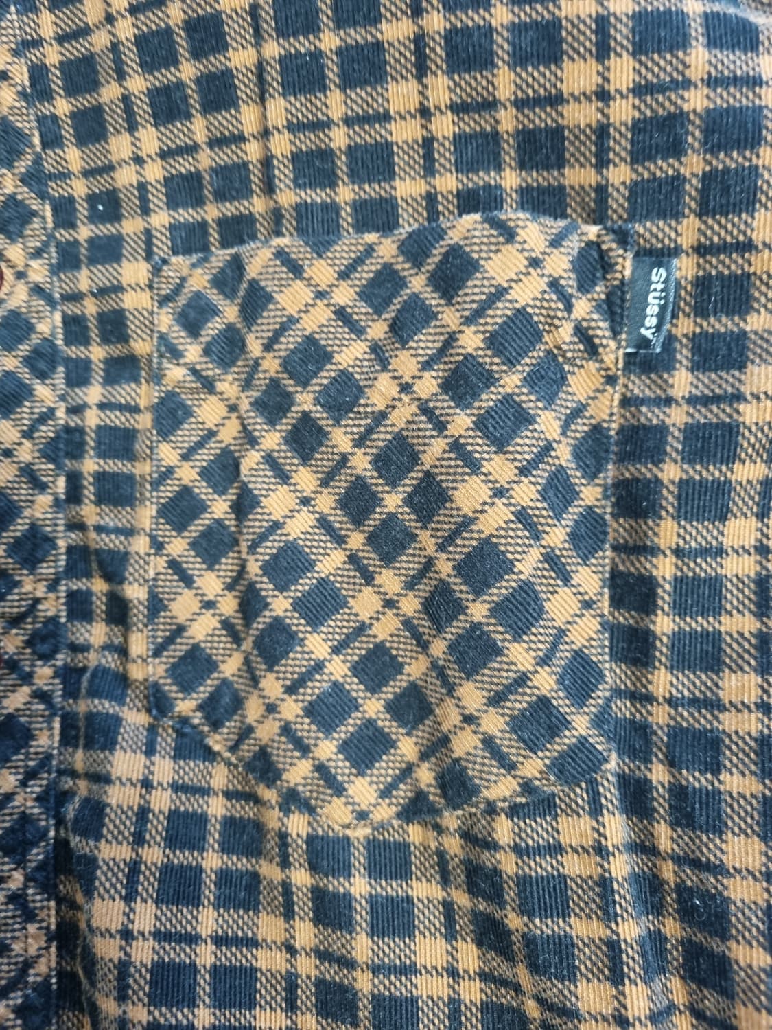 00s 올드 스투시 코듀로이 체크 셔츠 M 상품이미지3