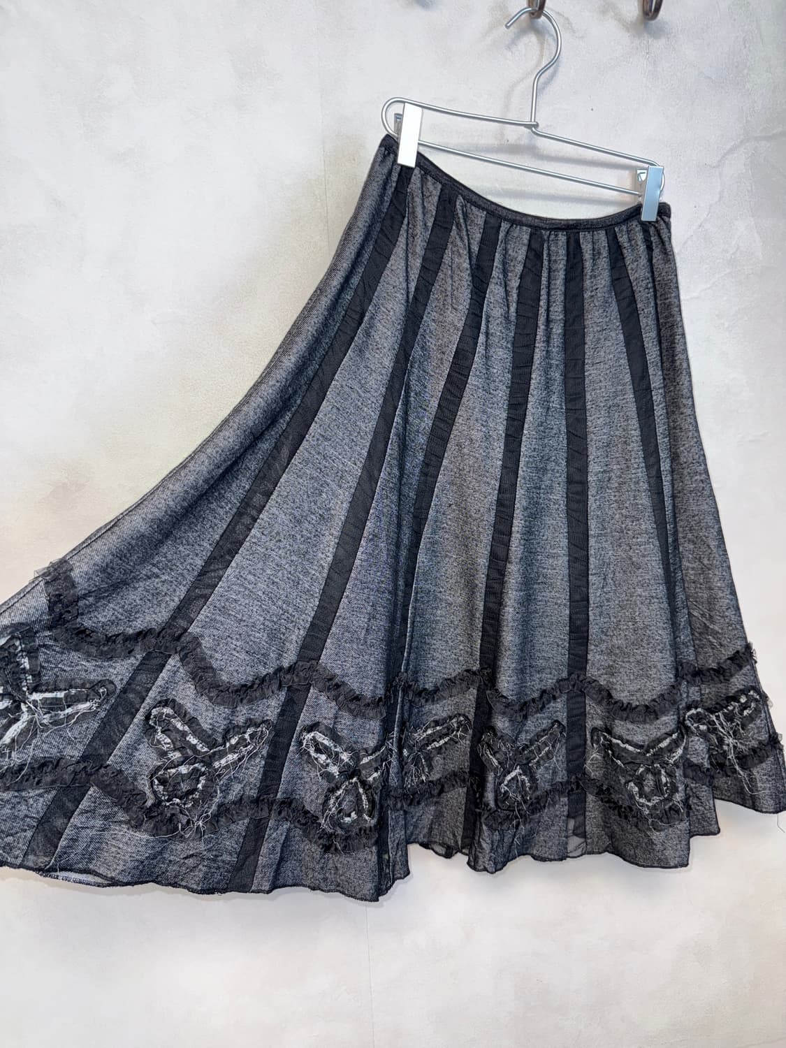 Charcoal black grunge lace pleats skirt 상품이미지2