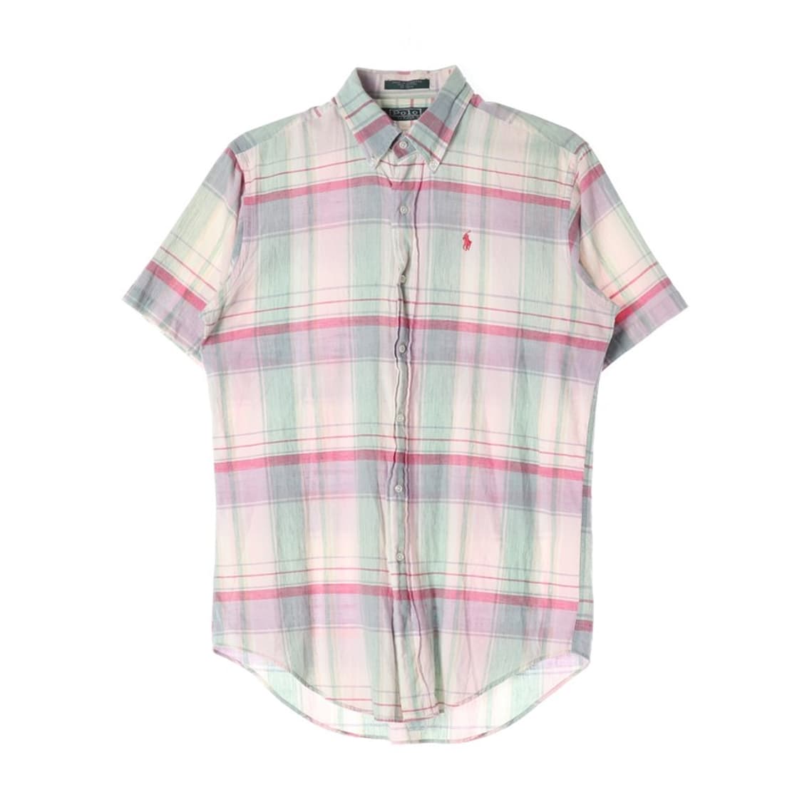 폴로 랄프로렌 파스텔 마드라스 체크 반팔 셔츠 XL 상품이미지1