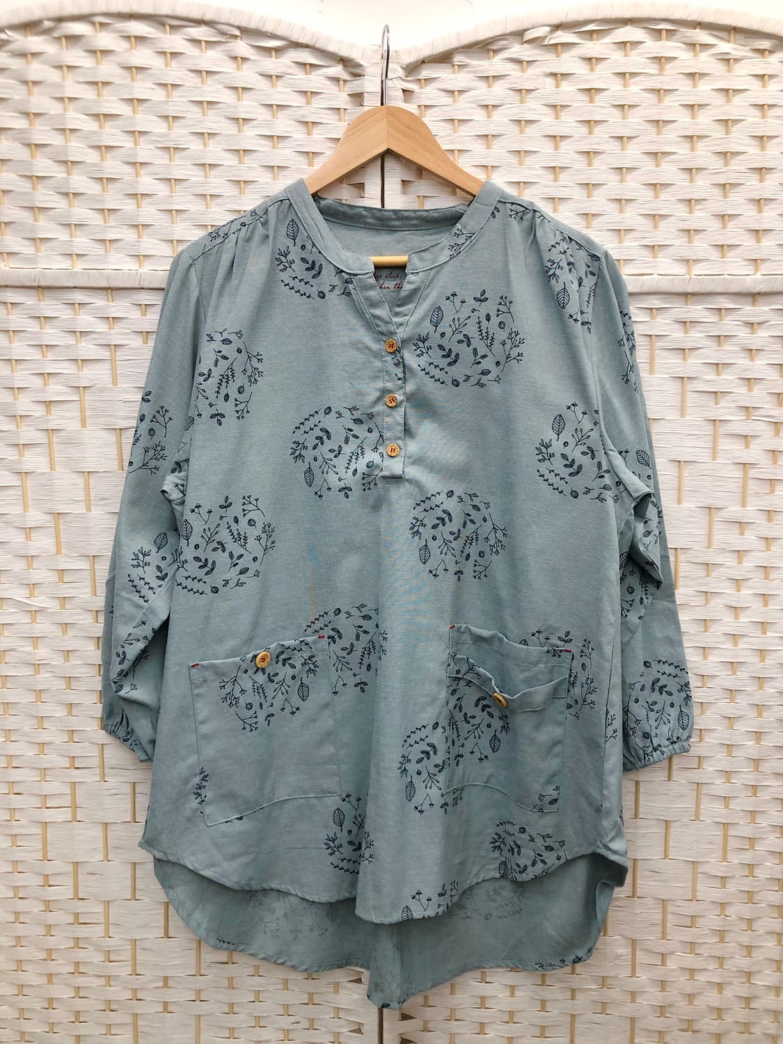 민트 패턴 블라우스 상품이미지1