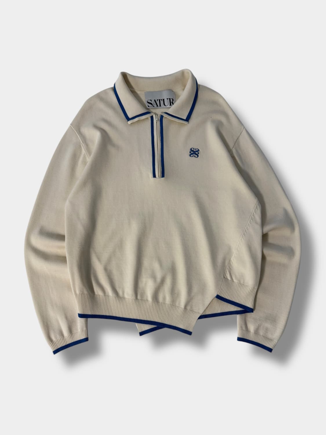 세터 루즈핏 더블린 언벨런스 카라 하프집 니트 상품이미지1