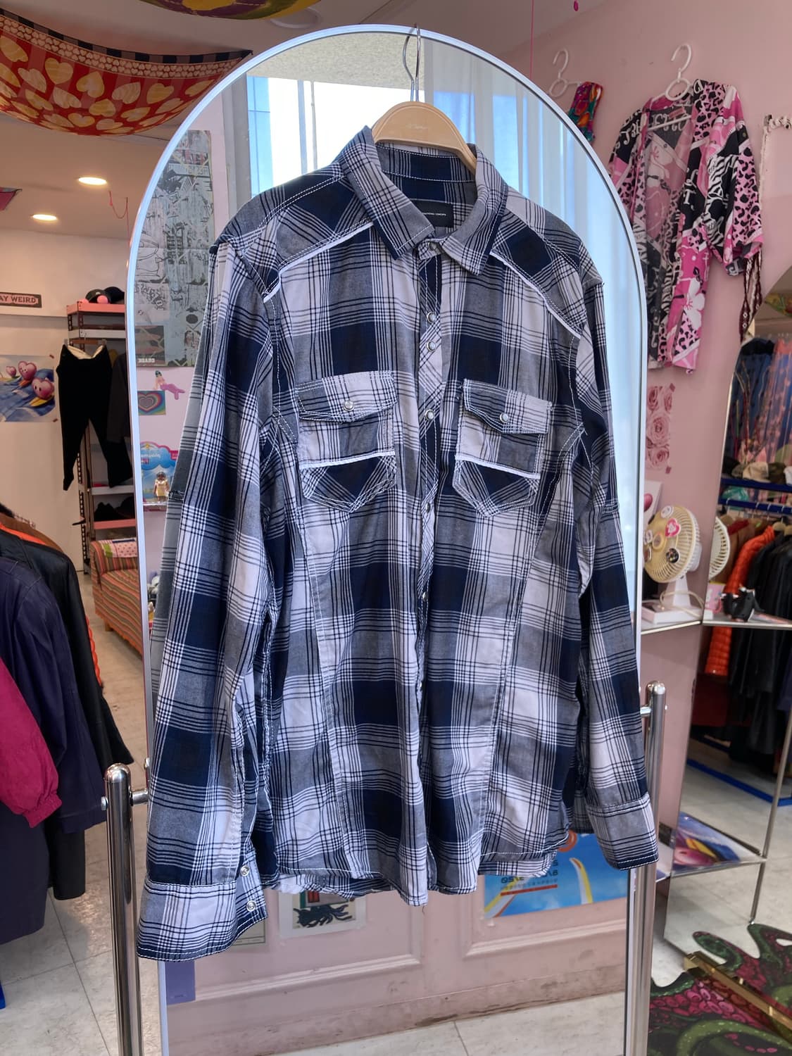 cotton 100, 웨스턴 빈티지 체크 에스닉 포켓 셔츠 상품이미지1