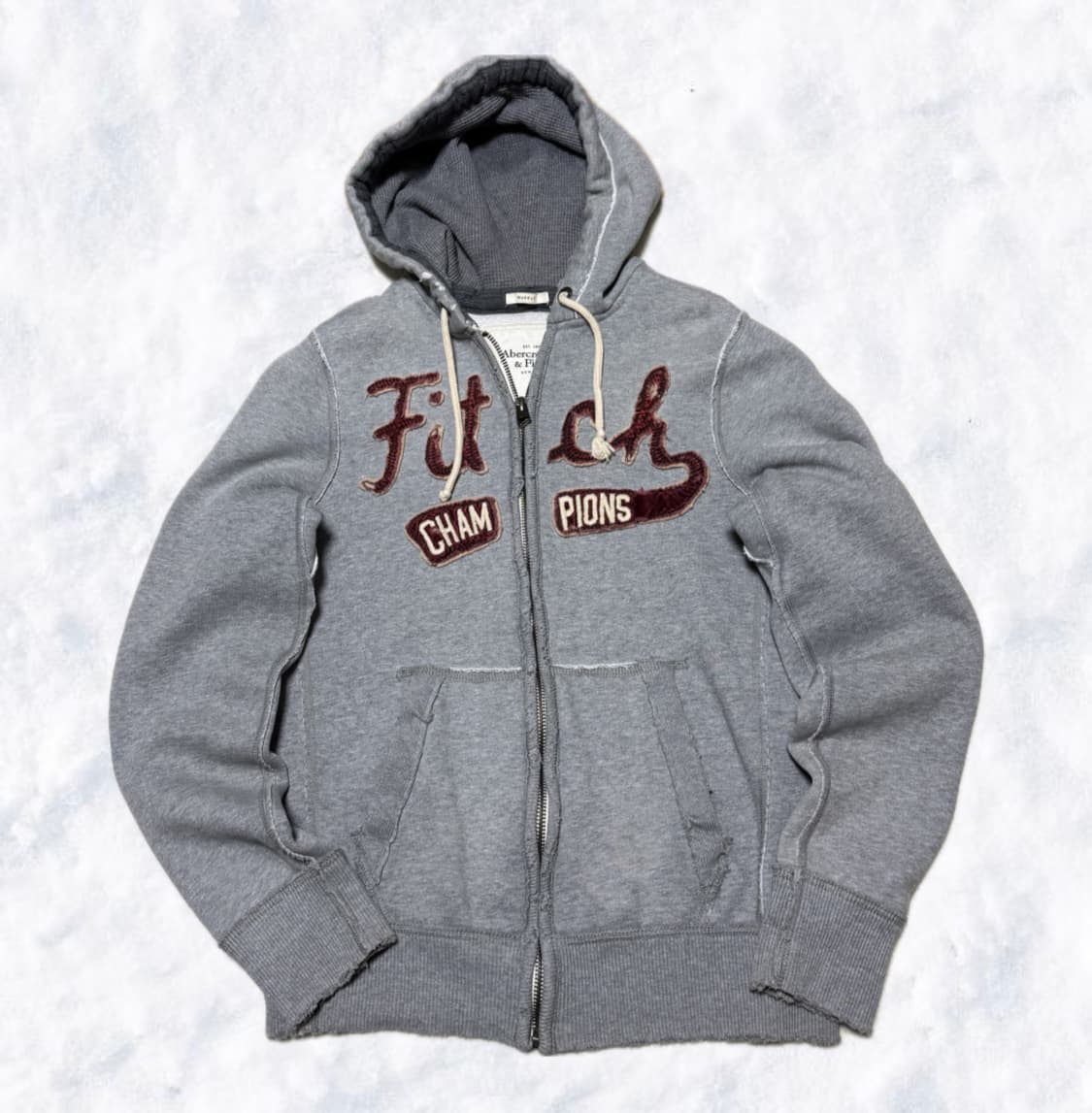 아베크롬비 그레이 버건디 후드집업 상품이미지2