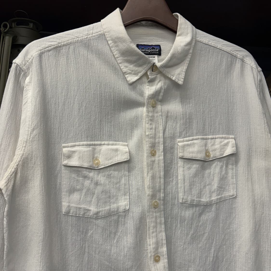 00s 파타고니아 오가닉코튼 화이트 린넨셔츠 투포켓 사이드탭 N732 상품이미지3