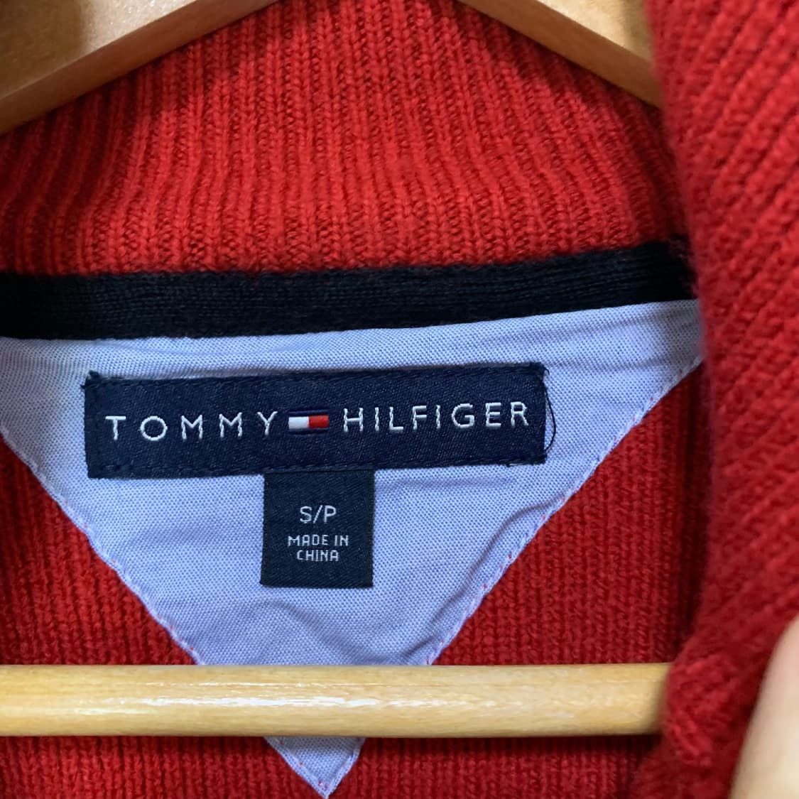 타미힐피거 레드 니트 집업 가디건 S 빈티지 여성 상품이미지3