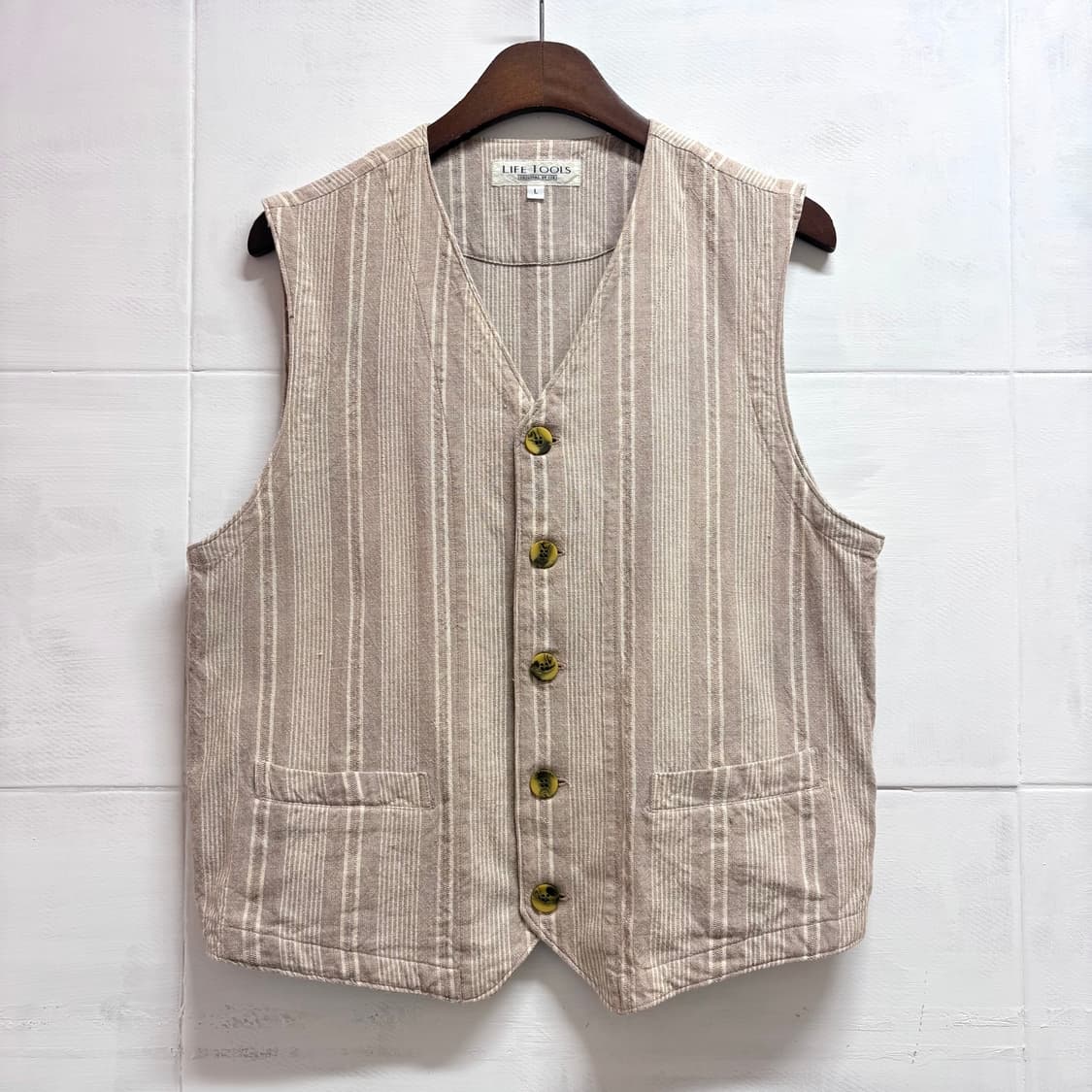 LIFE TOOLS 스트라이프 코튼 베스트 조끼 JPN 상품이미지1