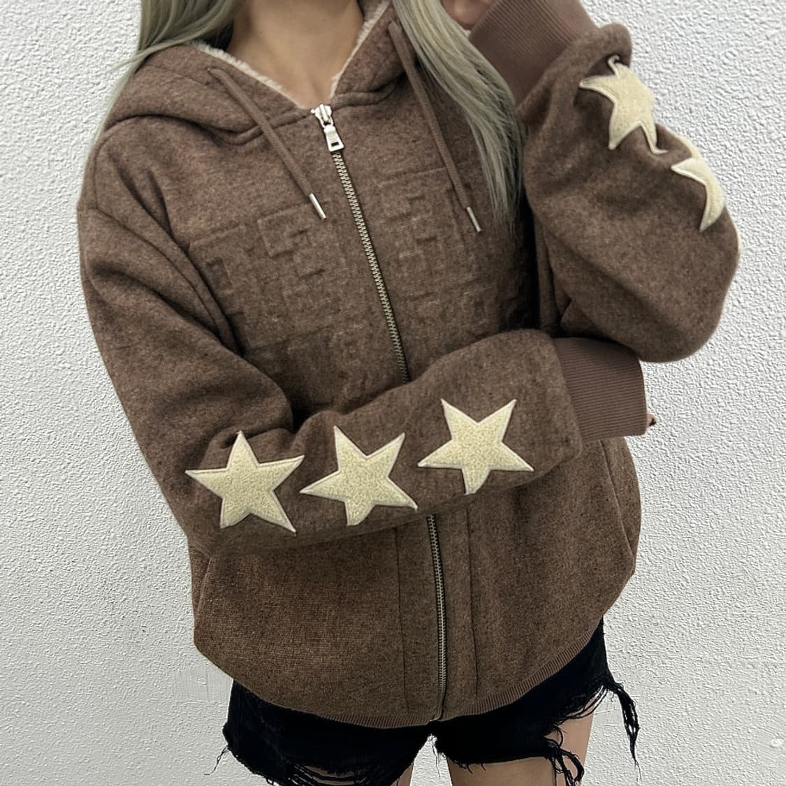 지프 사이드 스타패치 초코맛 양털 후드집업 105 상품이미지2