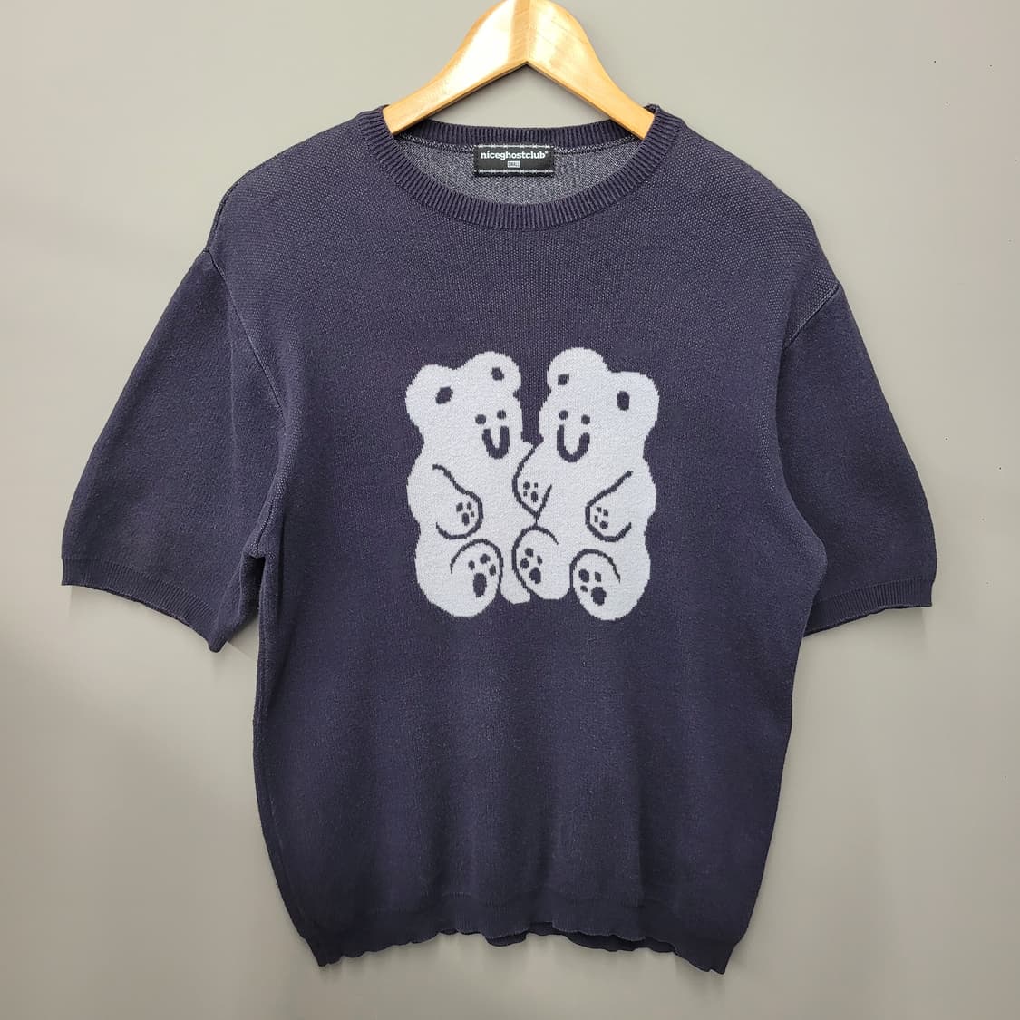 Niceghostclub 나이스고스트클럽 구미 베어 니트 하프티 상품이미지1