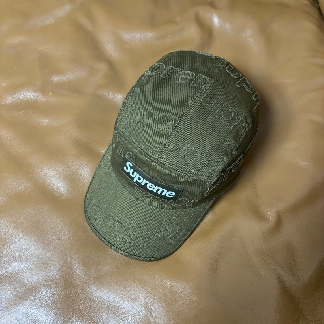 슈프림 캠프캡 모자 박스로고 레이저드 트윌 올리브 카키 상품이미지5