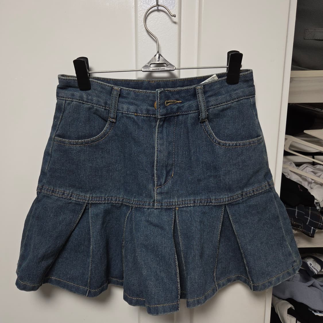 데님 플리츠 스커트 상품이미지1