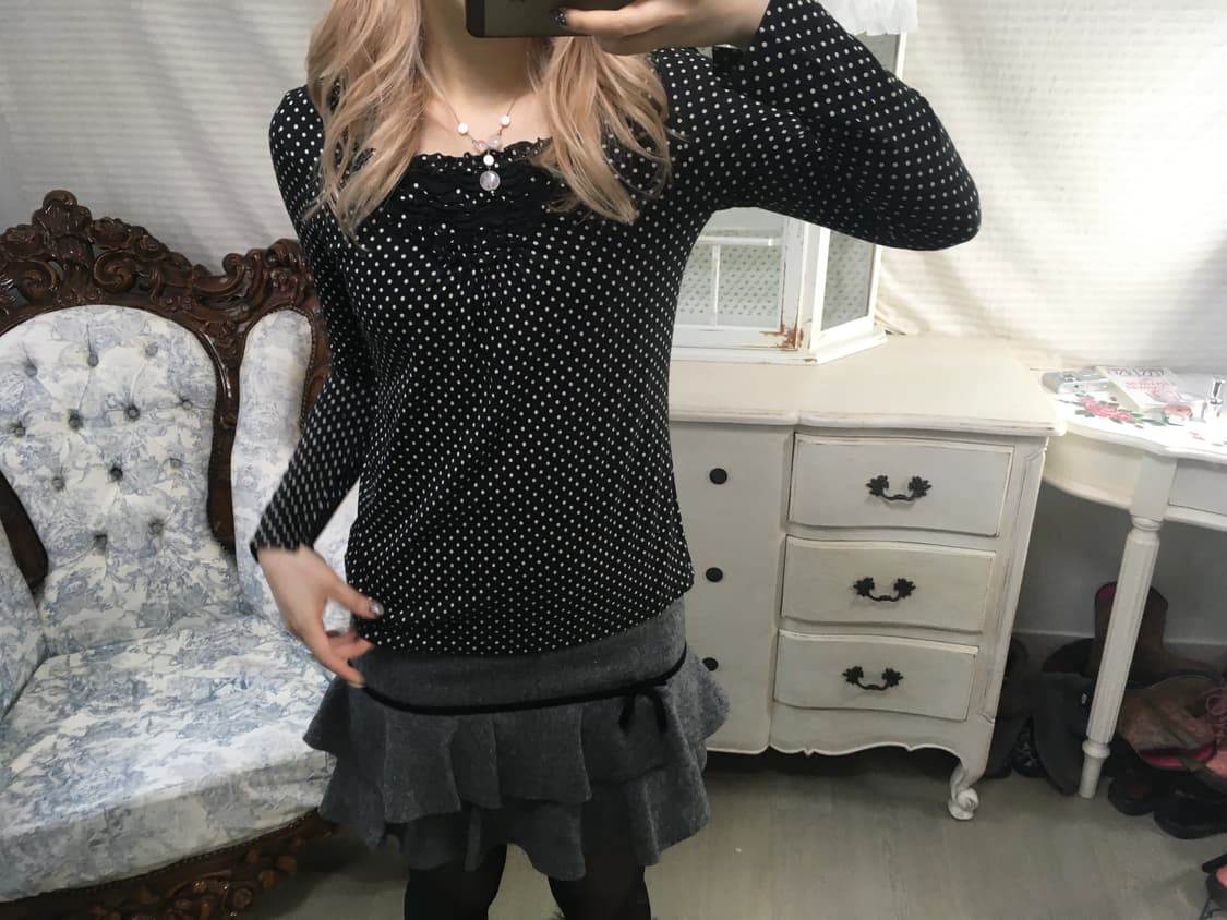  dot frill long sleeve top 상품이미지2