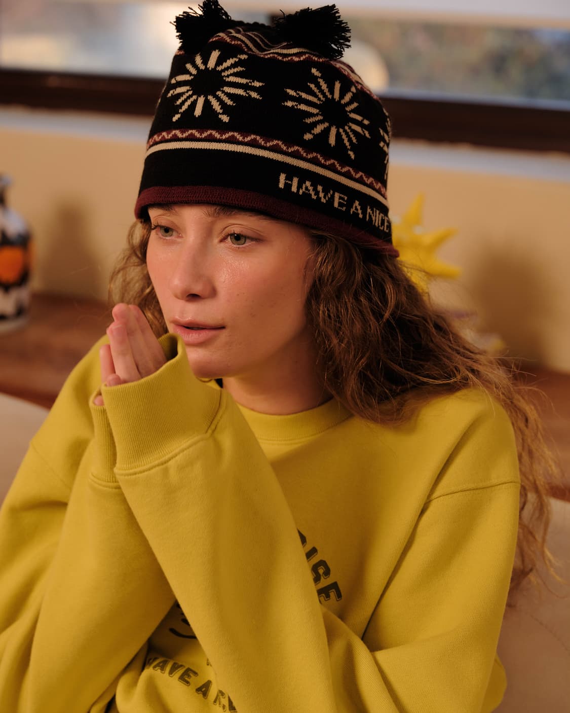 헬로선라이즈 비니(HS Symbol Tassel beanie_Black) 상품이미지2