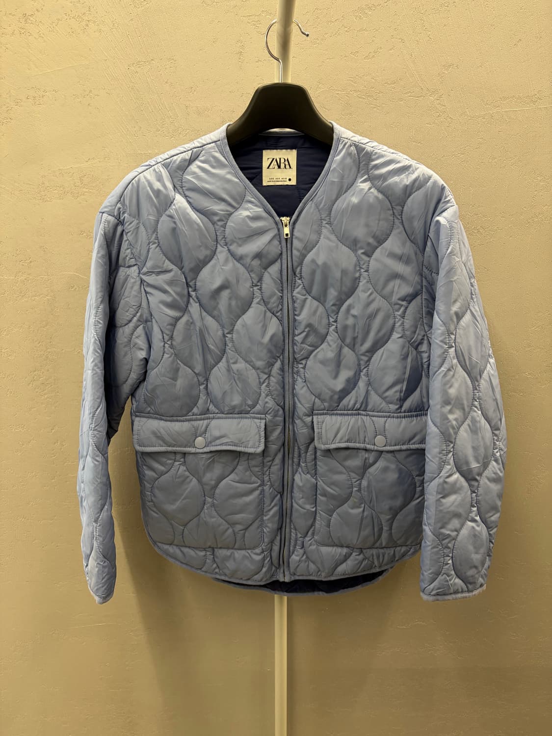 자라 오버사이즈 퀼팅 재킷 라이트 블루 S 상품이미지2