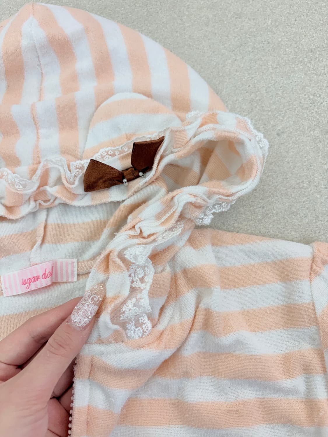 Baby doll 스트라이프 곰돌이 후드집업 상품이미지4