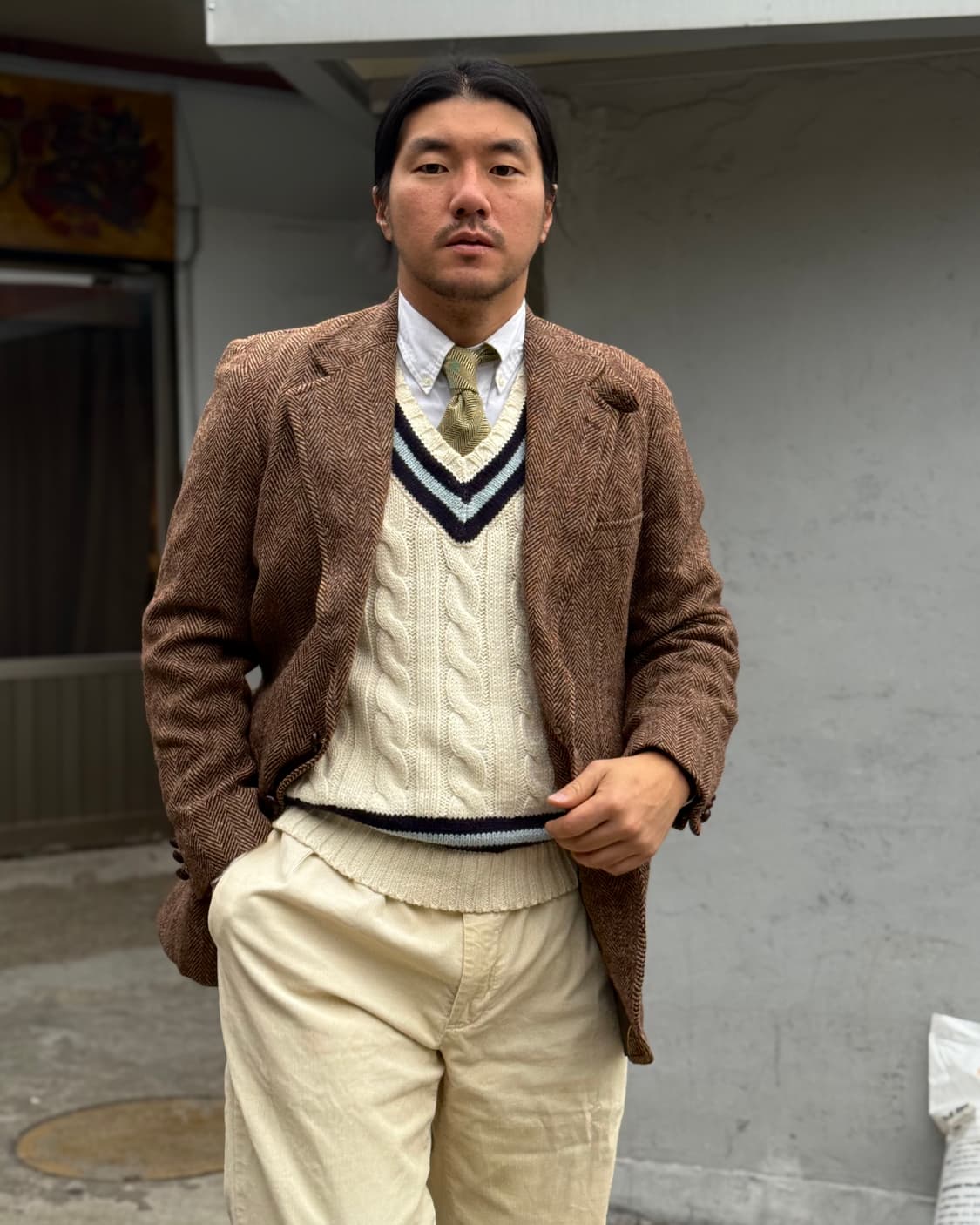 60-70‘s 해리스트위드 헤링본 트위드 울 자켓 41 상품이미지7