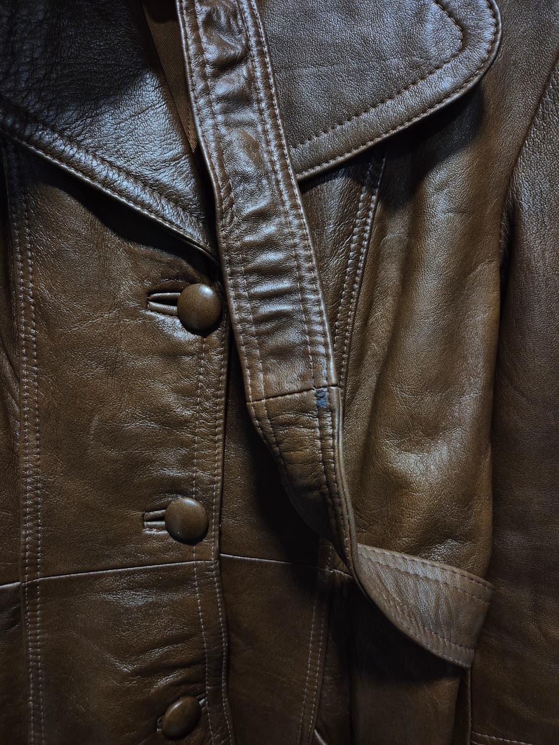 빈티지 멕시코 브라운 리얼가죽 벨티드 자켓 상품이미지2