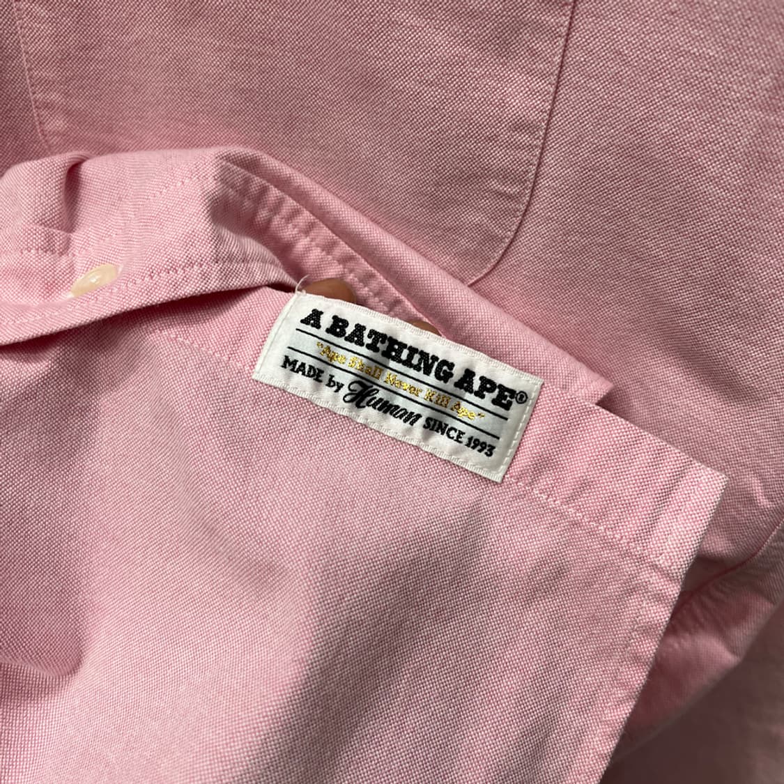 Bape 베이프 사루 로고 옥스포드 셔츠 L 상품이미지5