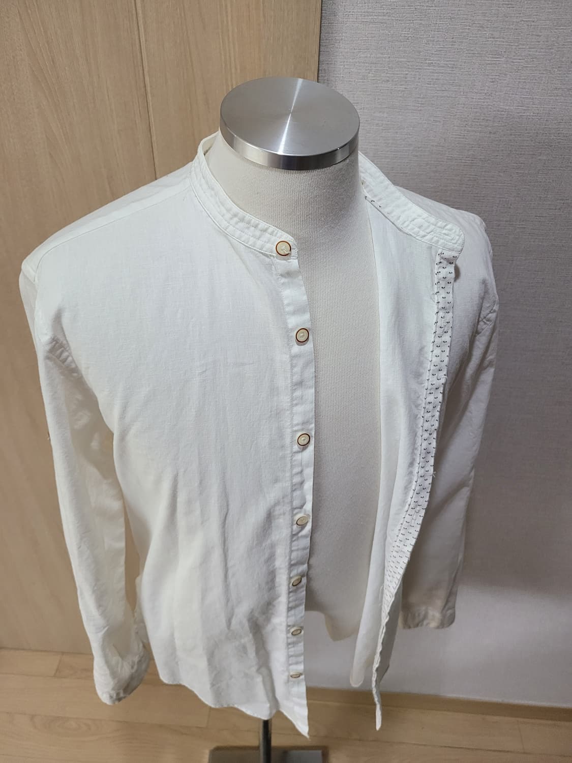 자라맨 ZARAMAN 린넨 헨리넥 셔츠 105 화이트 상품이미지8