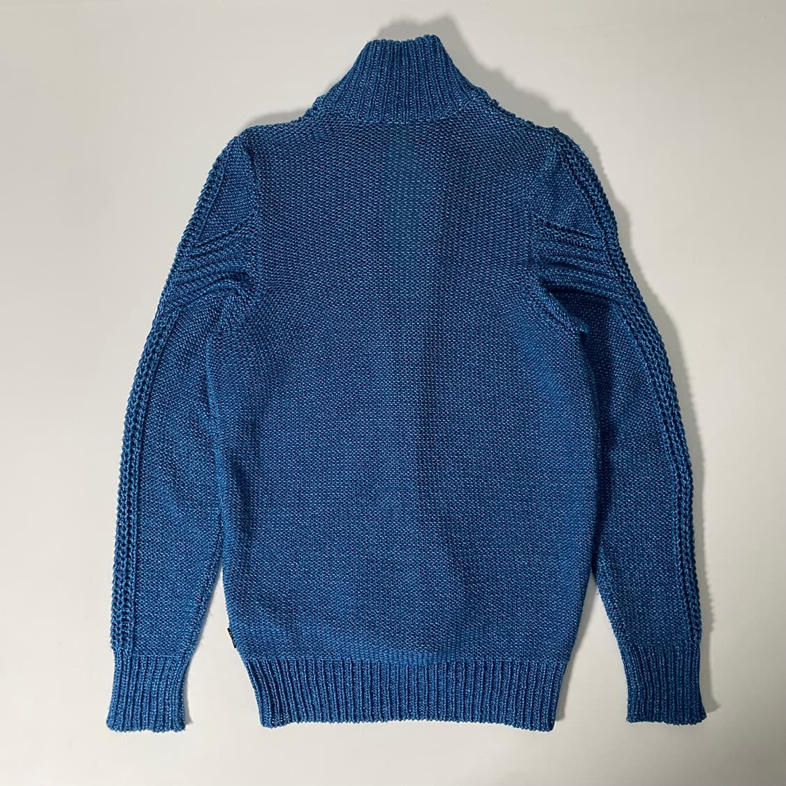 디젤 워시드 슬림핏 블루 하이넥 니트집업 (on.574)   상품이미지3