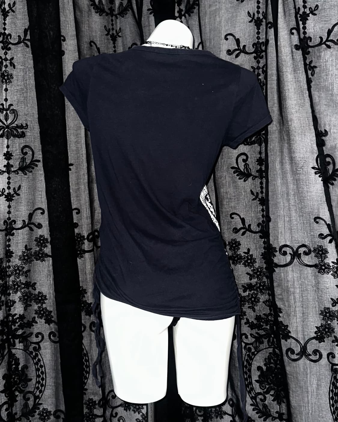 navy y2k side ruched short sleeve 상품이미지3